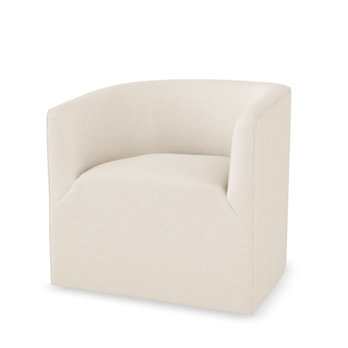 Vivi Fåtölj Eggshell. Vivi är en liten fåtölj i äggskalsvit bouclé med härlig komfort.