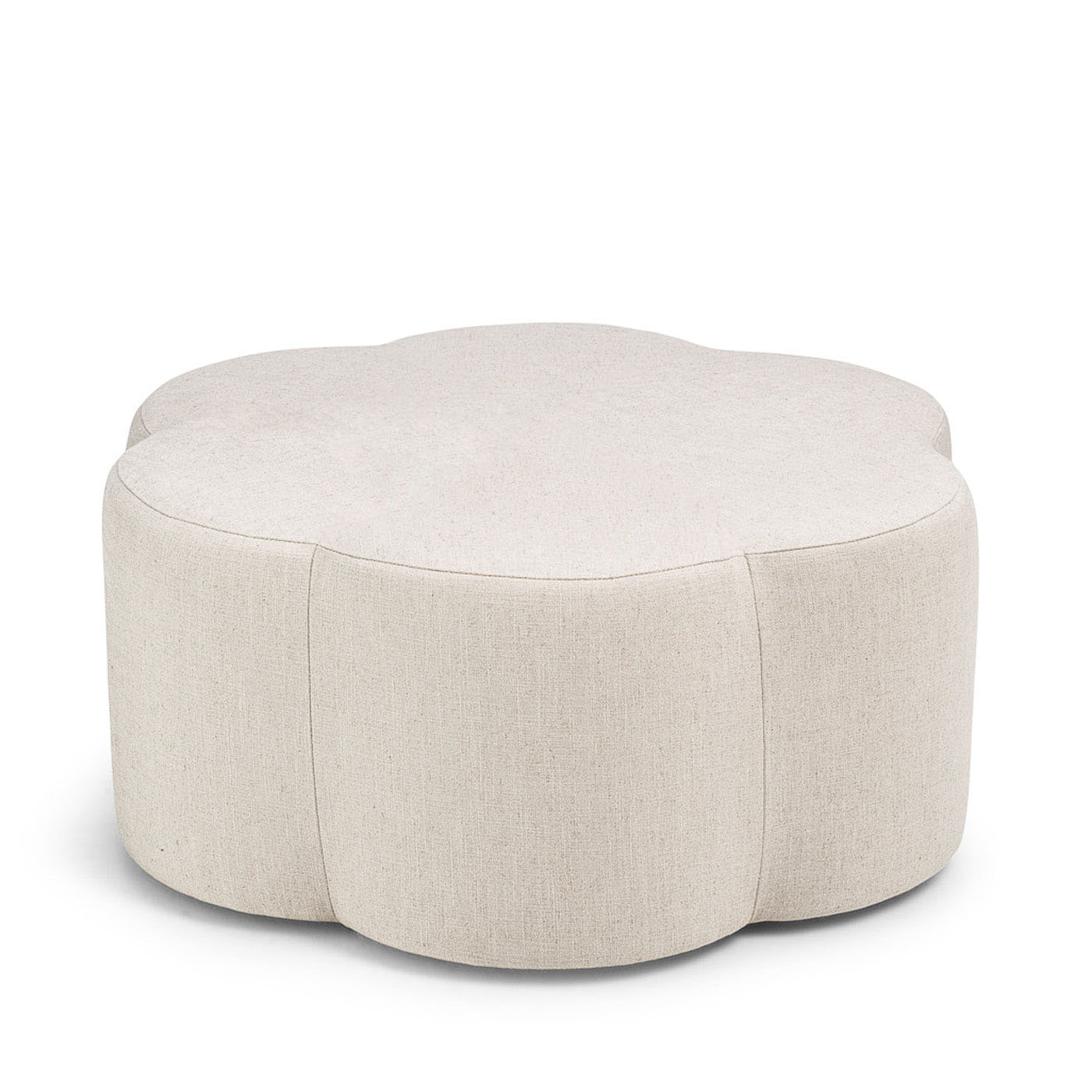 Sittpuff i beige linne tyg. Fotpall från Melimeli