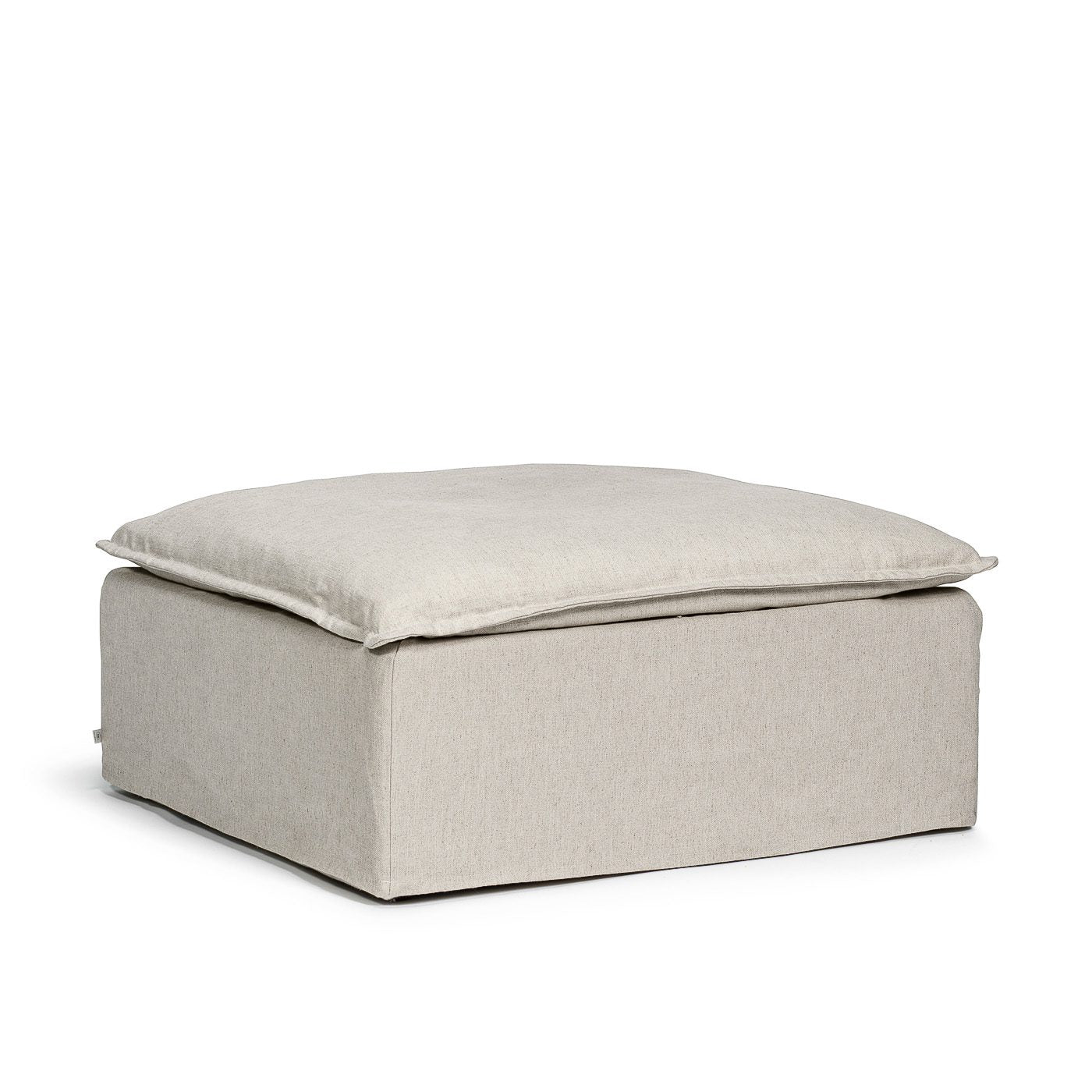 Sittpuff i beige linne Luca Melimeli avtagbar klädsel
