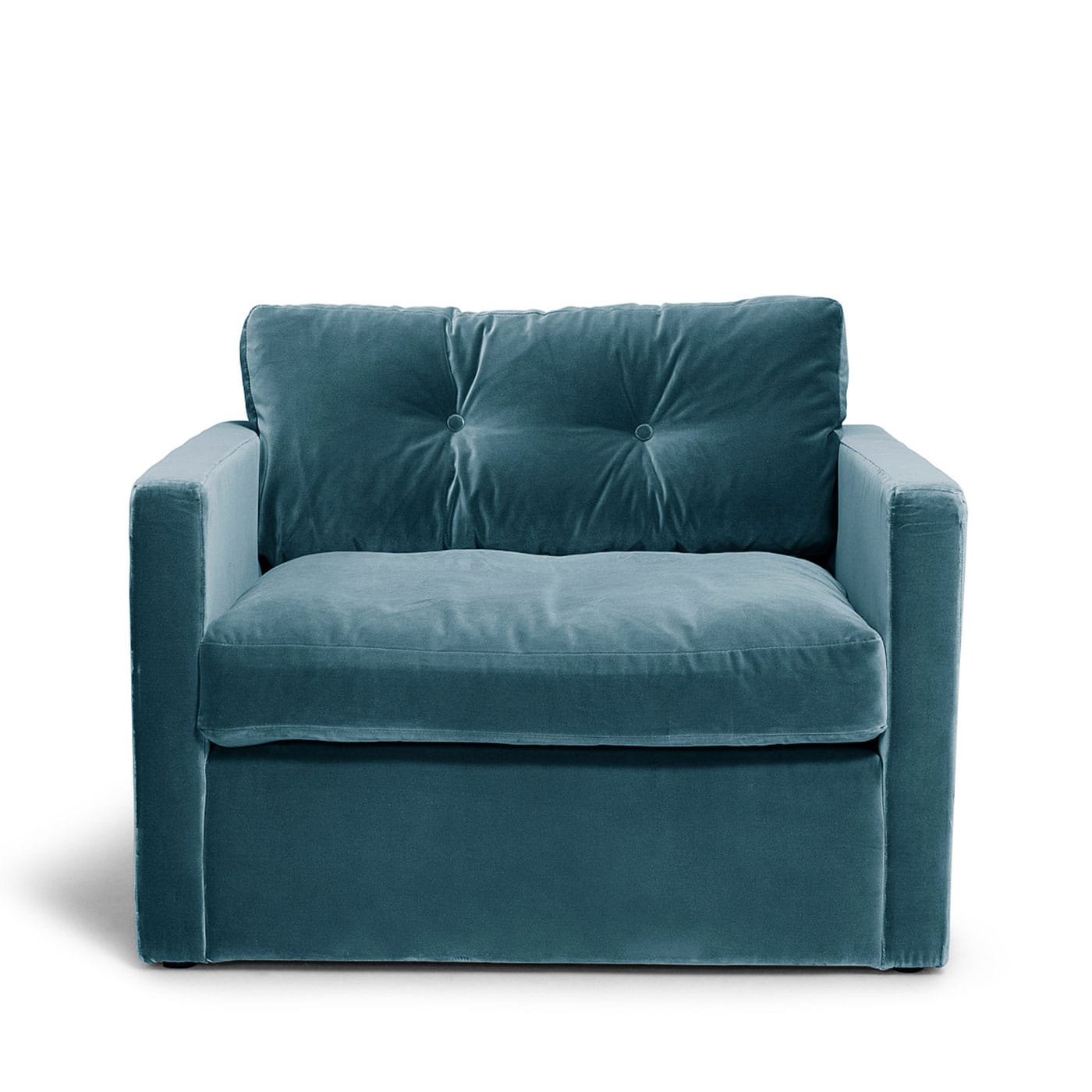 Dahlia Loveseat Petrol blå grön blågrön grönblå turkos sammet fåtölj rymlig stor Melimeli