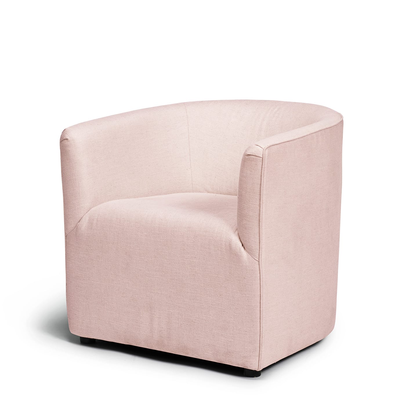 Liten fåtölj i rosa linnetyg från Melimeli
