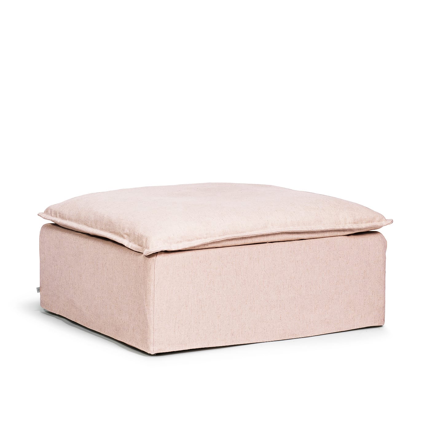 Luca Fotpall sittpuff puff divan schäslong rosa linne avtagbar klädsel Melimeli