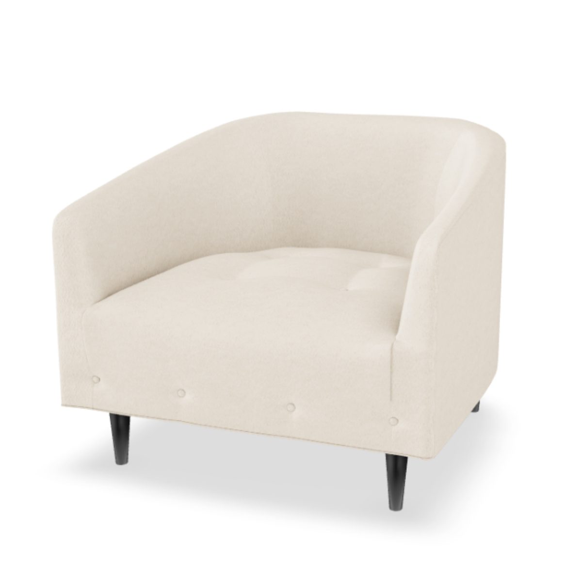 Carla Fåtölj Eggshell. Carla är en fåtölj i äggskalsvit bouclé med en tidlös och stilren design.