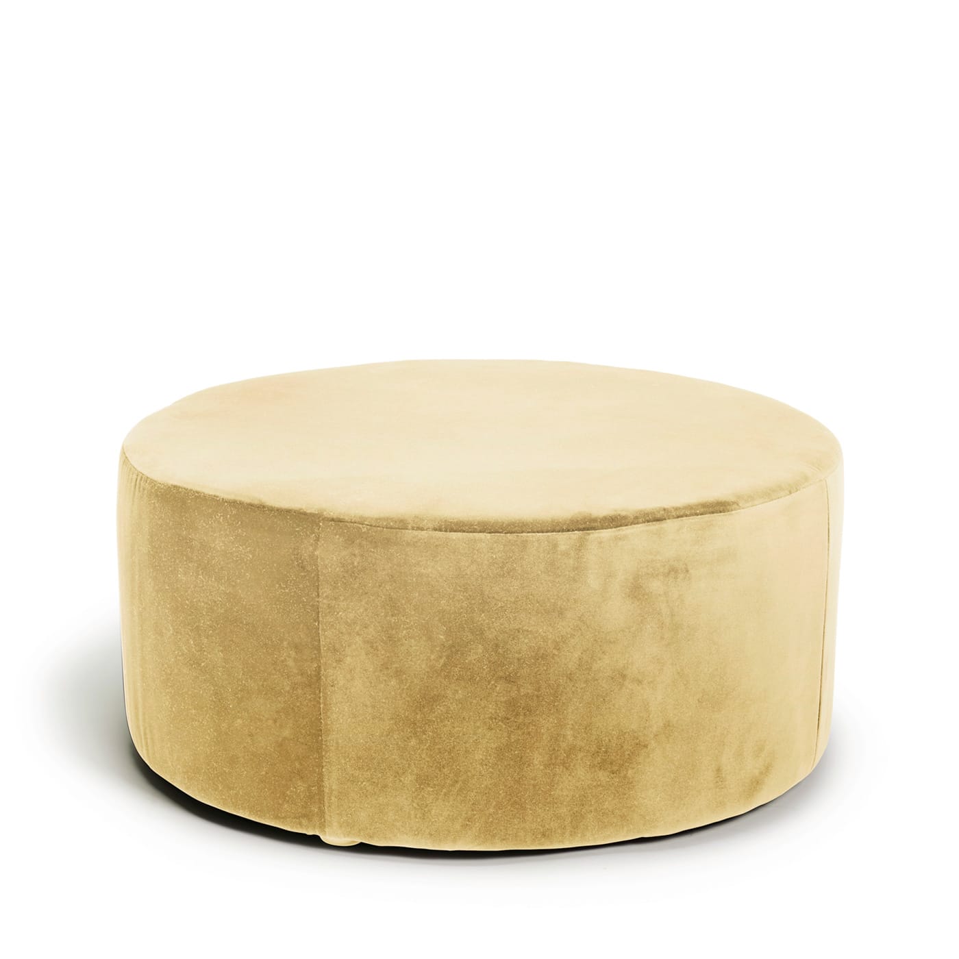 Blanca rund fotpall puff sittpuff sammetspuff i ljusgul sammet Melimeli