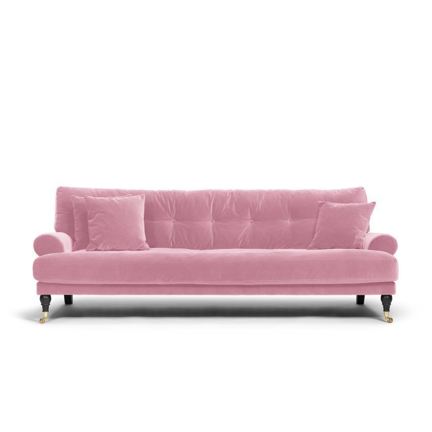 Blanca 3-Sitssoffa Dusty Pink är en Howard-soffa i rosa sammet från Melimeli