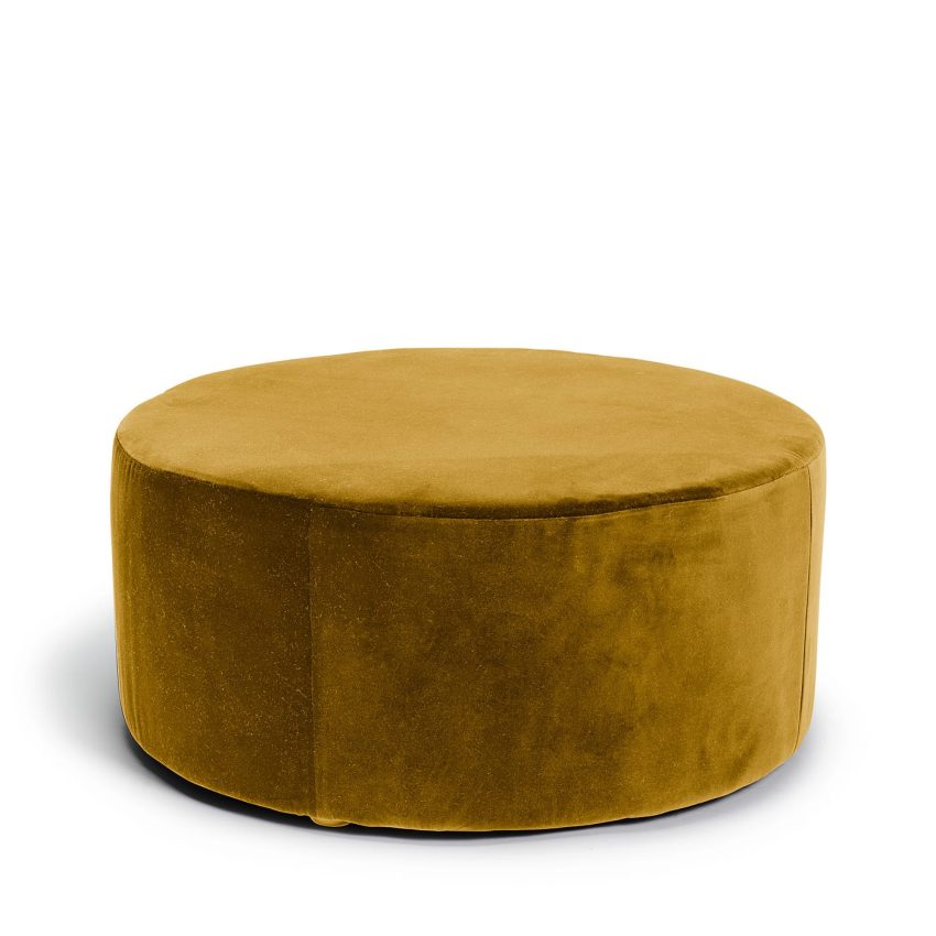 Blanca round footstool pouffe seat pouf velvet pouf in dark yellow velvet Melimeli