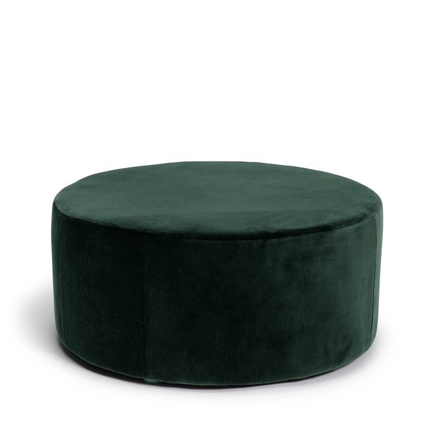 Blanca round footstool pouffe seat pouf velvet pouf in dark green velvet Melimeli