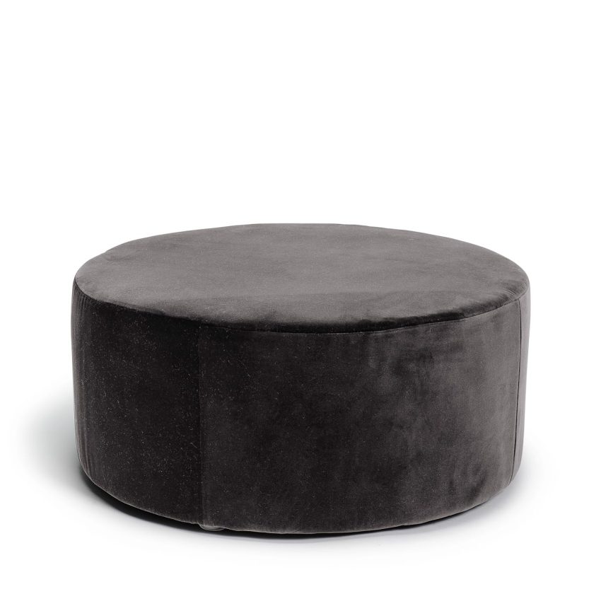 Blanca round footstool pouffe seat pouf velvet pouf in grey velvet Melimeli