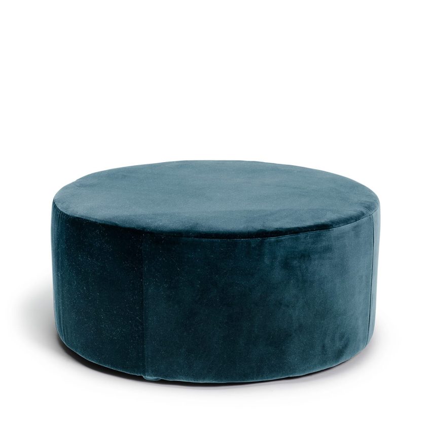 Blanca round footstool pouffe seat pouf velvet pouf in blue green blue turquoise velvet Melimeli
