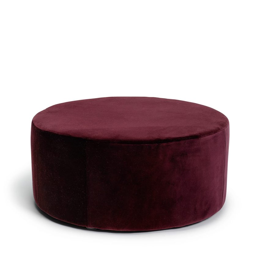 Blanca round footstool pouffe seat pouf velvet pouf in red burgundy dark red velvet Melimeli