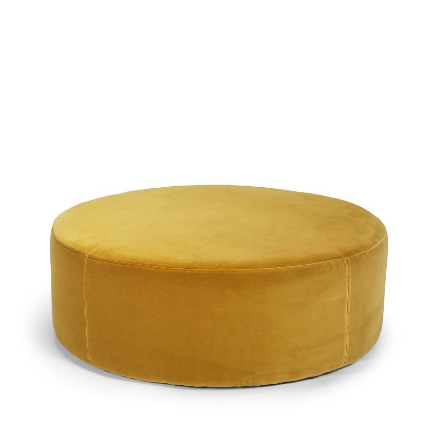 Blanca round footstool pouffe seat pouf velvet pouf in dark yellow velvet Melimeli