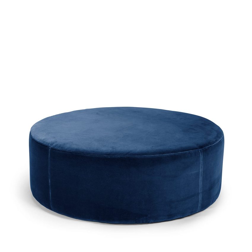 Blanca round footstool pouffe seat pouf velvet pouf in dark blue velvet Melimeli