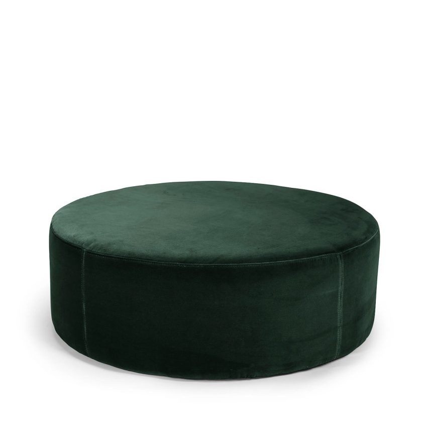 Blanca round footstool pouffe seat pouf velvet pouf in dark green velvet