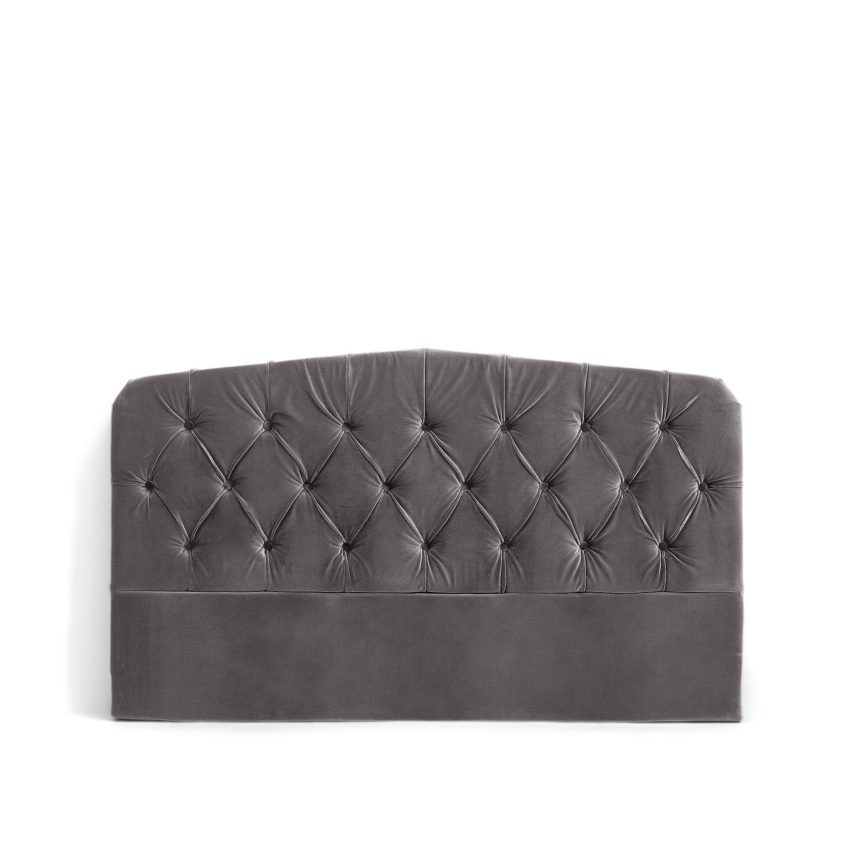 Darling headboard Greige is an upholstered headboard in grey velvet from Melimeli
