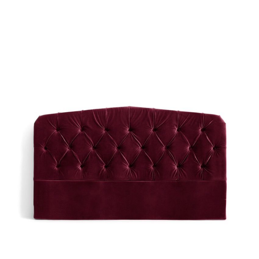 Darling headboard Ruby Red is an upholstered headboard in red velvet from Melimeli