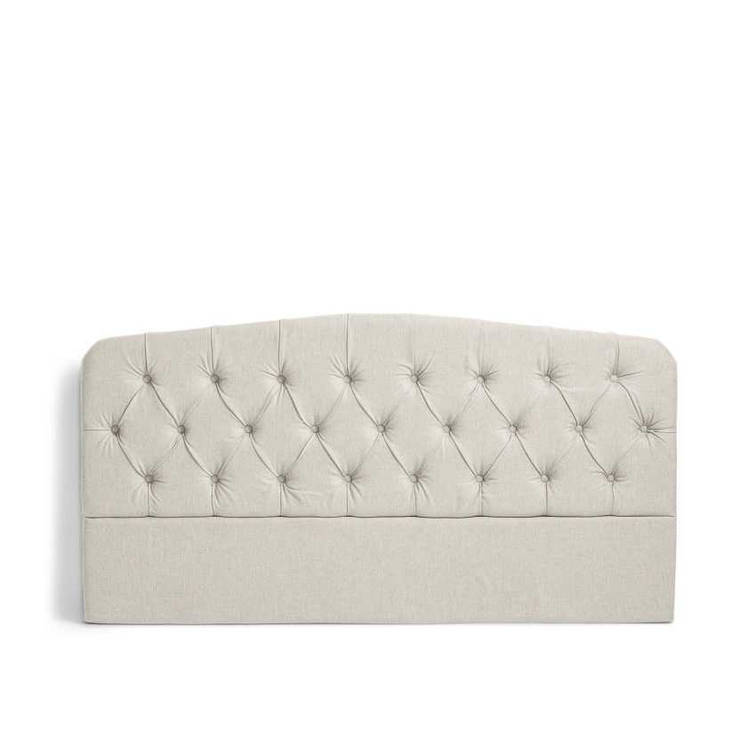 Darling headboard Off White is an upholstered headboard in light grey linen from Melimeli