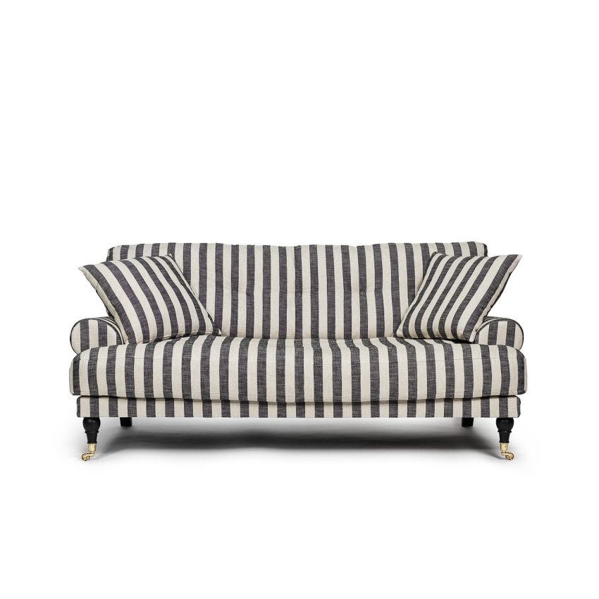 Blanca 2-Seater Striped is a Howard sofa in linen with black stripes from Melimeli