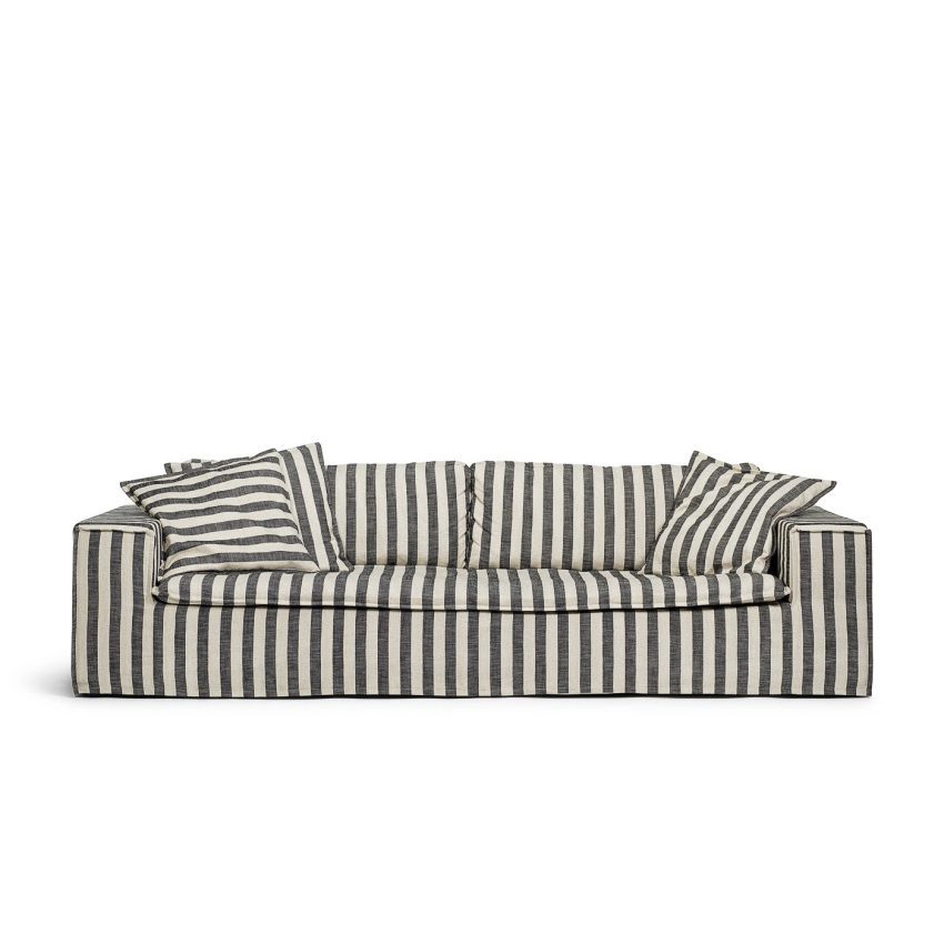Luca Grande 3-Seat sofa Randig is a linen sofa with black stripes from MELIMELI