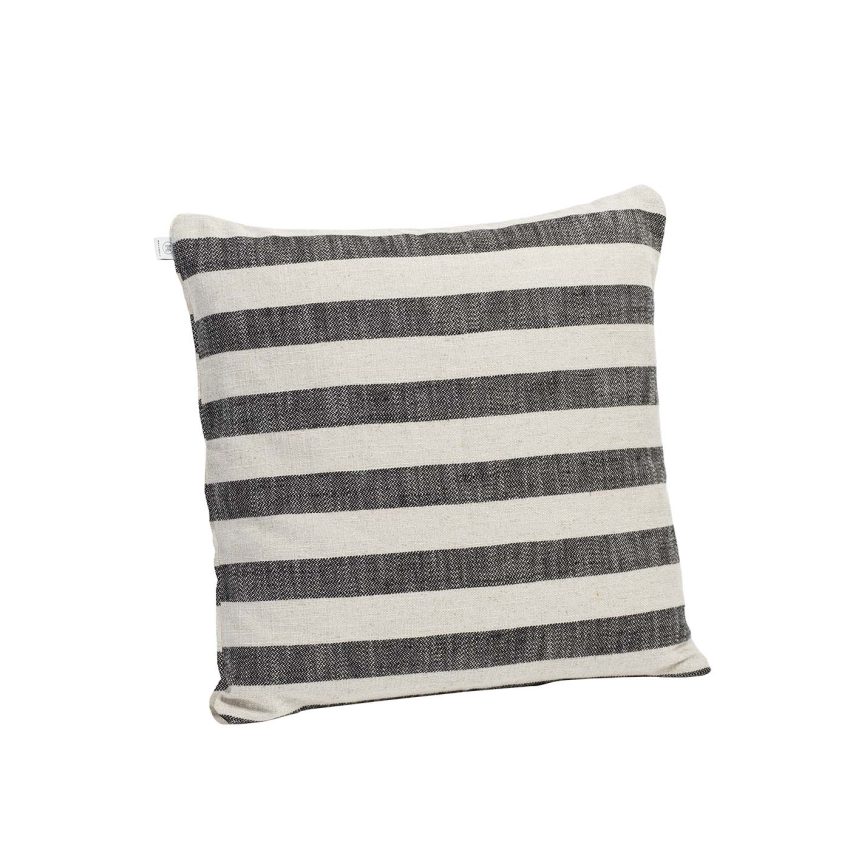 Cushion cover Striped 50x50 cm. Beige linen cushion cover with black stripes from Melimeli
