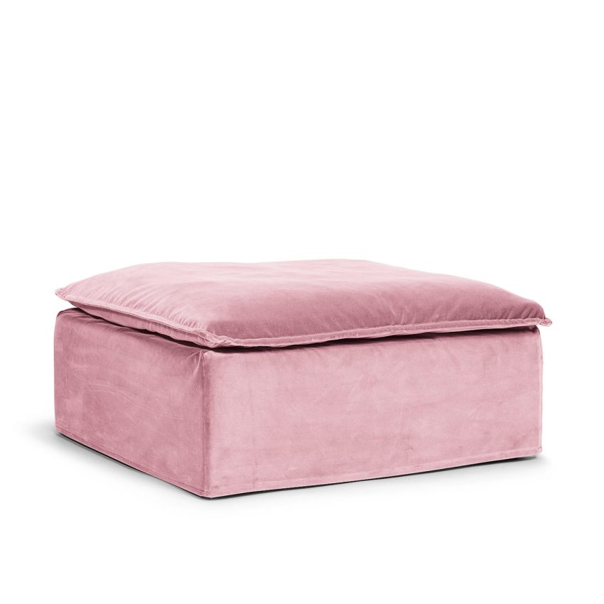 Luca Ottoman Dusty Pink fotpall sittpuff rosa sammet avtagbar klädsel Melimeli