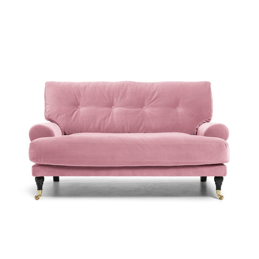 Blanca Love Seat Dusty Pink is a small Howard sofa in pink velvet from Melimeli