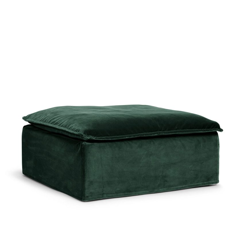 Luca Ottoman Emerald Green footstool seat cushion green dark green velvet removable upholstery Melimeli