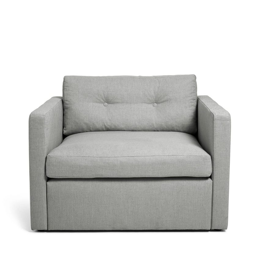 Dahlia love seat armchair spacious large grey linen Melimeli