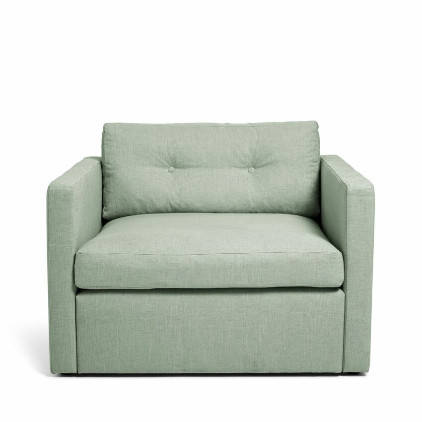 Dahlia Loveseat Pistachio green armchair spacious large linen Melimeli