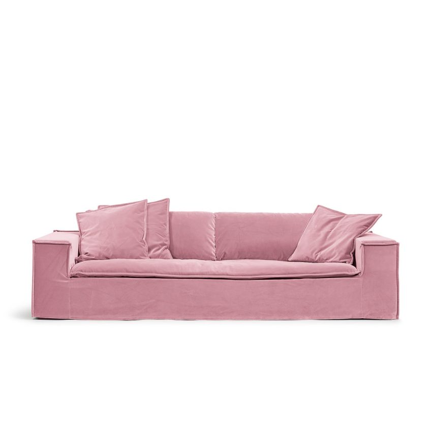 Luca Grande 3-seters sofa Deep Blue er en rosa fløyelssofa fra MELIMELI