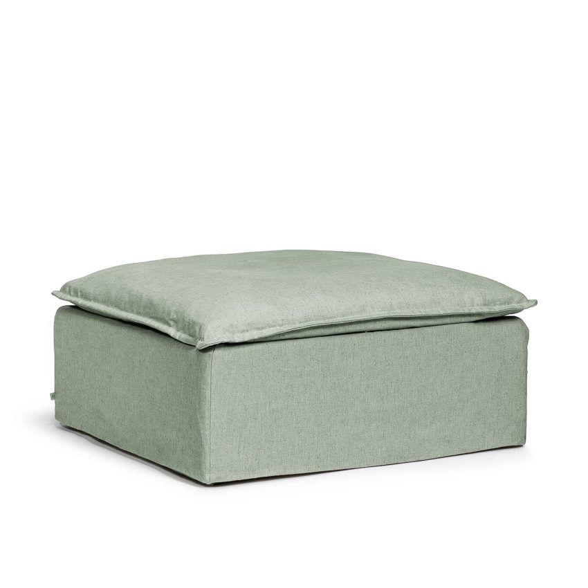 Luca Footstool seat pouffe divan chaise longue green linen removable upholstery Melimeli
