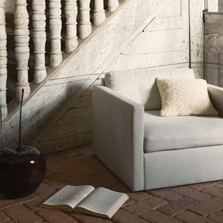 Large deep armchair in beige linen from Melimeli