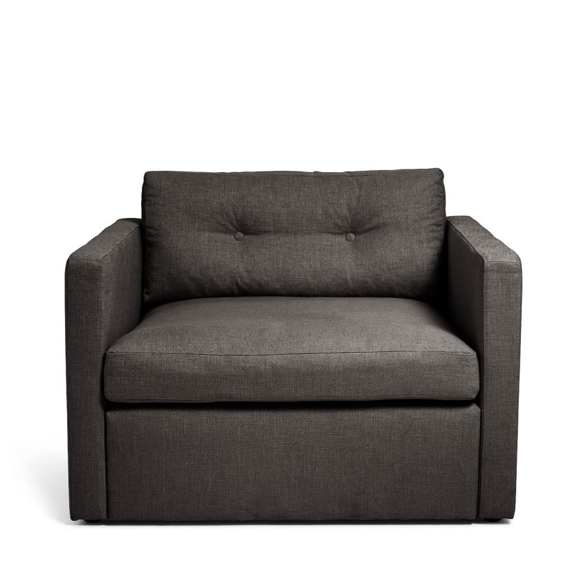 Dahlia love seat armchair spacious large grey dark grey linen Melimeli