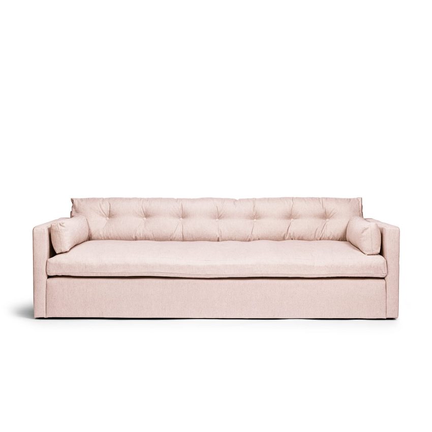 Dahlia Grande The Blush 3-seater sofa is a deep and comfortable sofa in pink linen from Melimeli