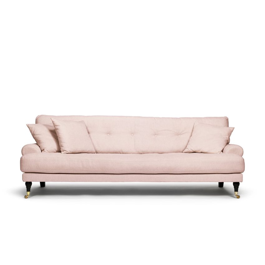 Blanca 3-Seater Blush is a Howard sofa in pink linen from Melimeli