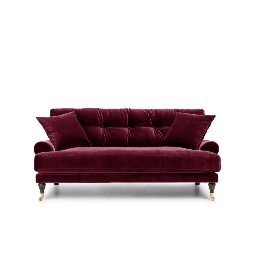 Blanca 2-Seater Ruby Red is a Howard sofa in burgundy velvet from Melimeli