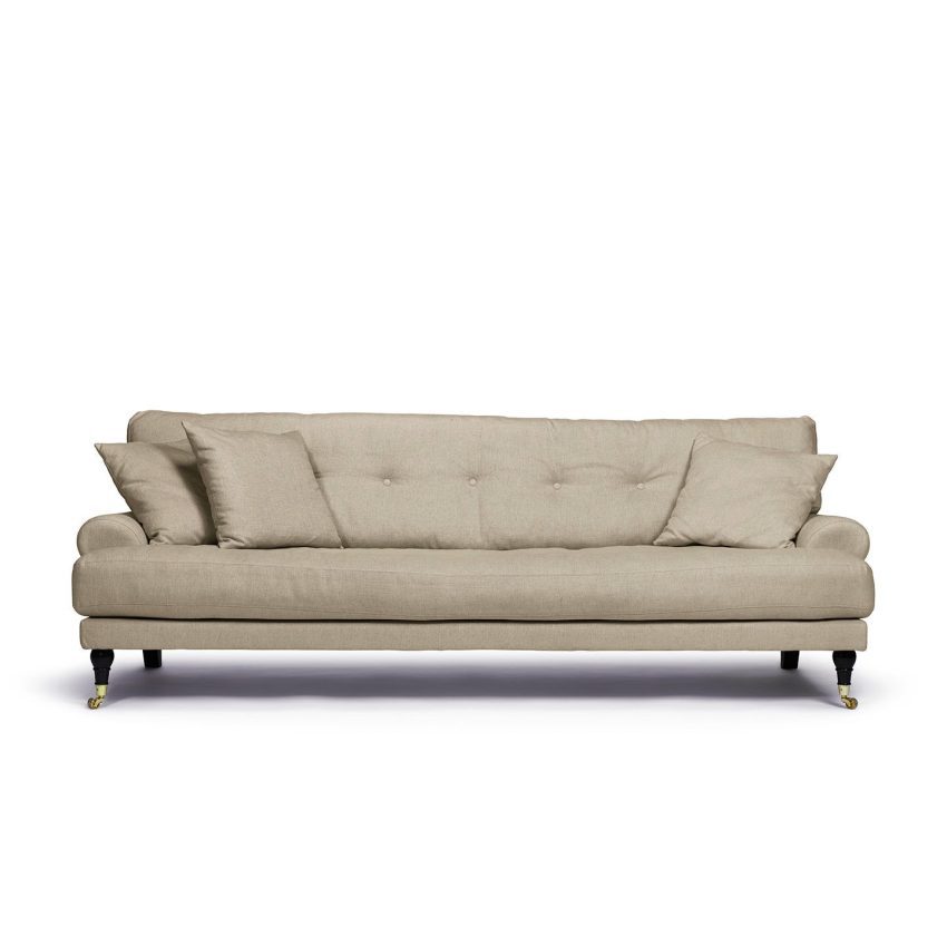 Blanca 3-seater sofa Khaki in beige linen from Melimeli
