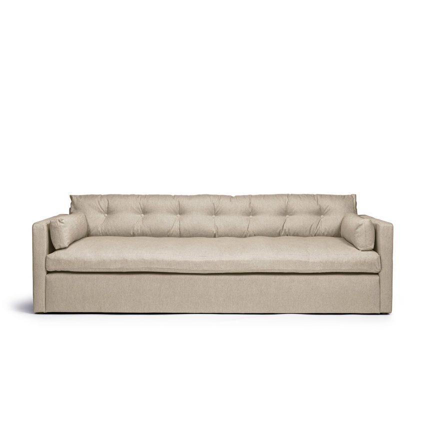 Dahlia 3-seater sofa Khaki in beige linen from Melimeli