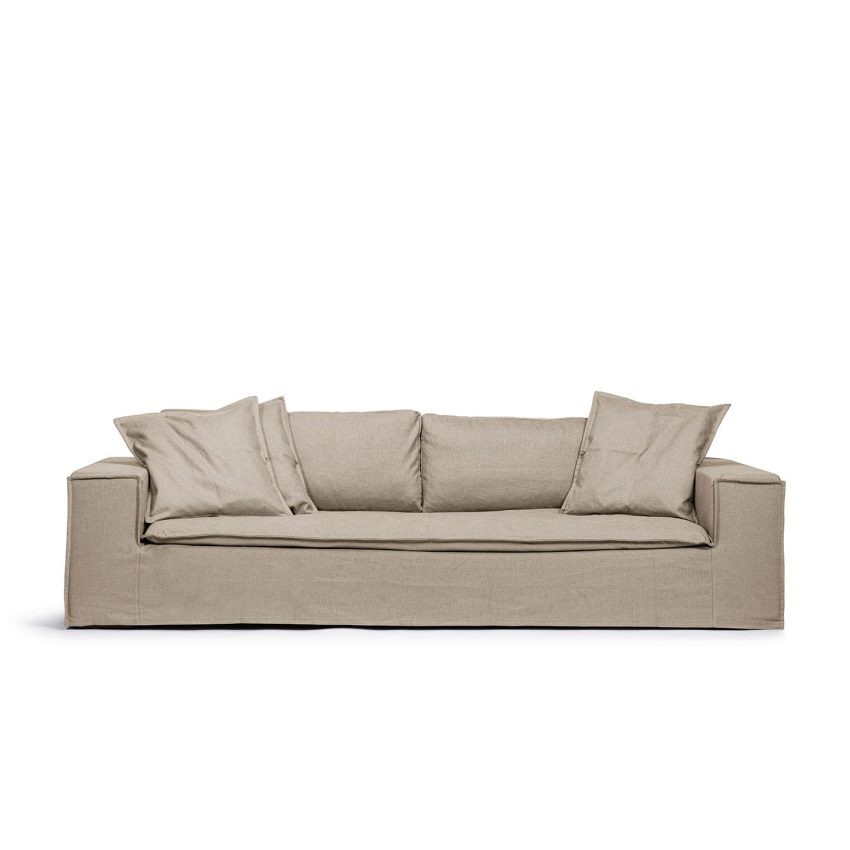 Luca 3-Seater Sofa Khaki Deep and spacious sofa in beige linen from Melimeli