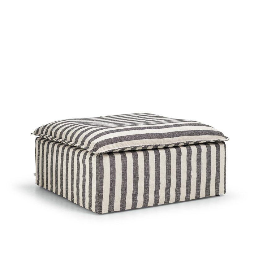 Luca Footstool seat pouffe divan chaise longue striped linen removable upholstery Melimeli