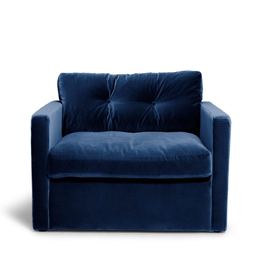 Dahlia Loveseat Deep Blue dark blue velvet armchair spacious large Melimeli
