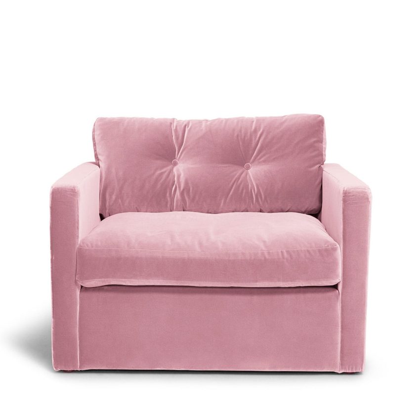 Dahlia pink velvet armchair spacious large Melimeli