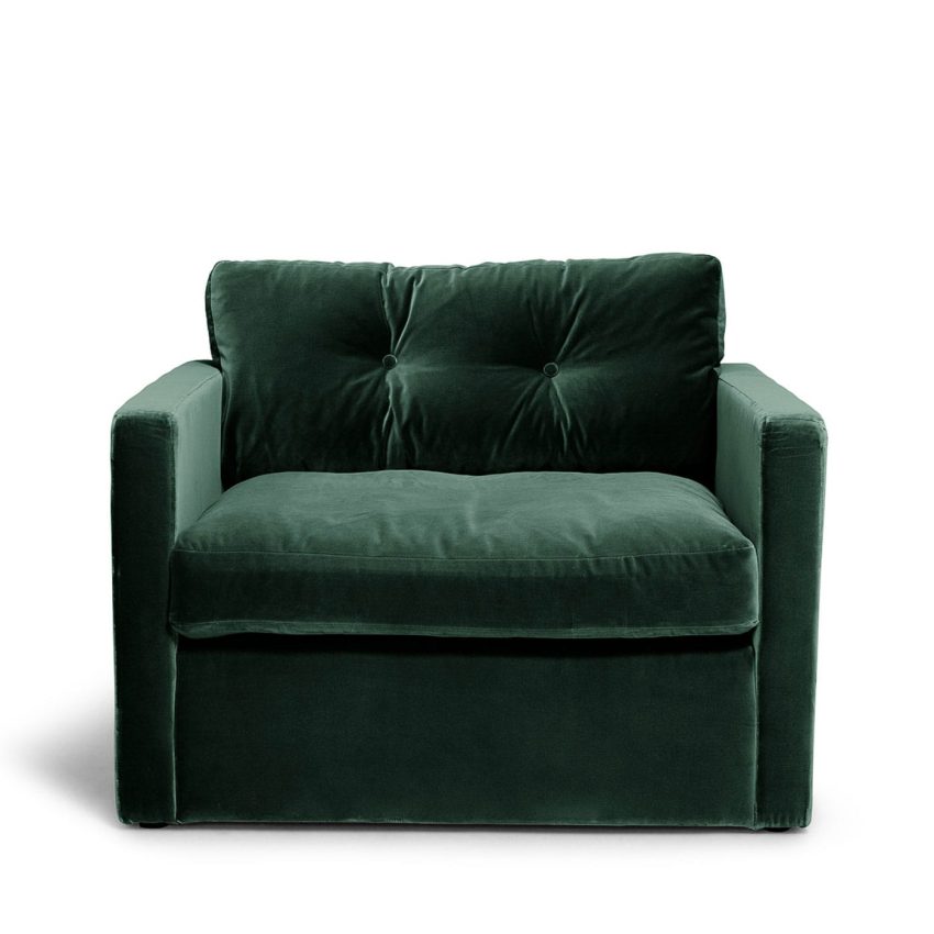 Dahlia green dark green velvet armchair spacious large Melimeli