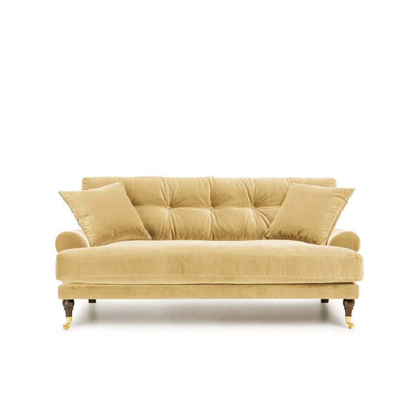 Blanca 2-seters sofa Creme er en Howard sofa i lys gul fløyel fra Melimeli
