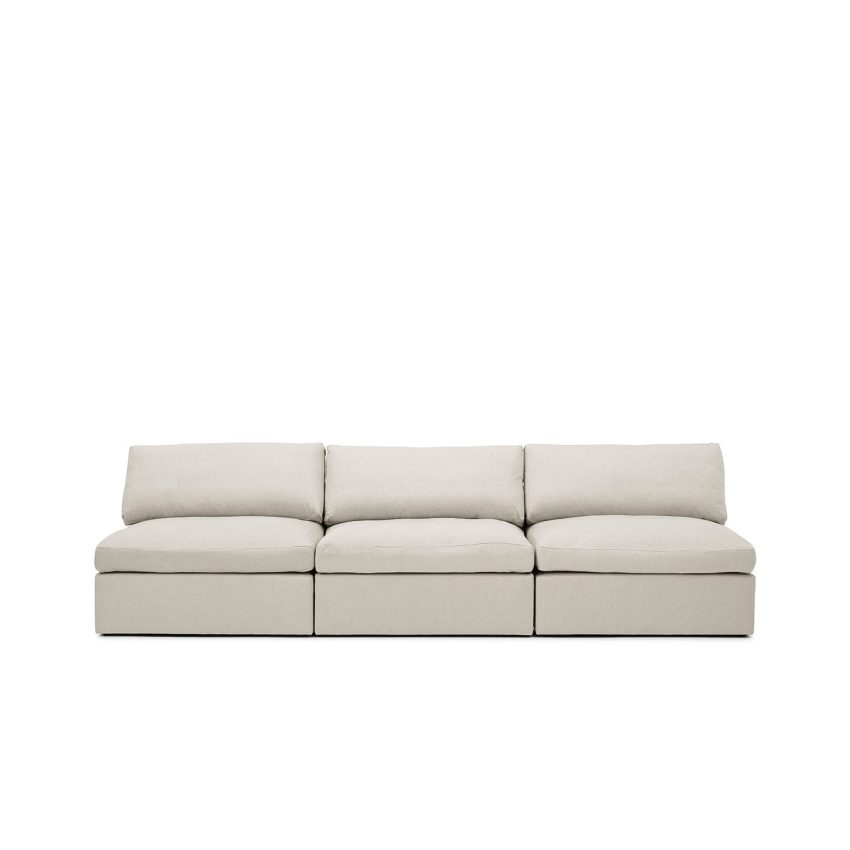 Lucie Grande 3-Seat Sofa (without armrest) Off White is a modular sofa in light grey linen from Melimeli