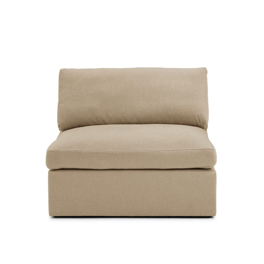 Lucie Armchair Khaki comfortable lounge armchair without armrest in beige linen from Melimeli
