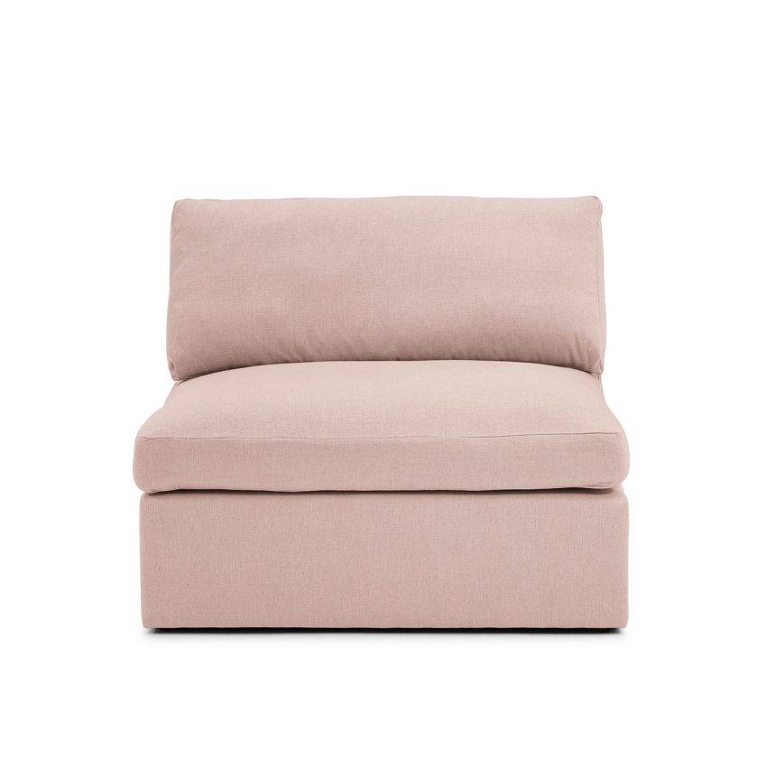 Lucie Armchair Blush comfortable lounge armchair without armrest in pink linen from Melimeli