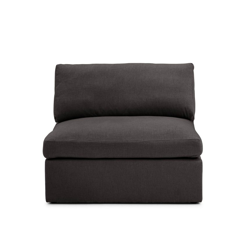 Lucie Armchair Dark Grey comfortable lounge armchair without armrest in dark grey linen from Melimeli