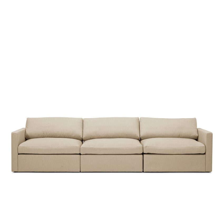 Lucie Grande 3-Seat Sofa Khaki is a modular sofa in beige linen from Melimeli