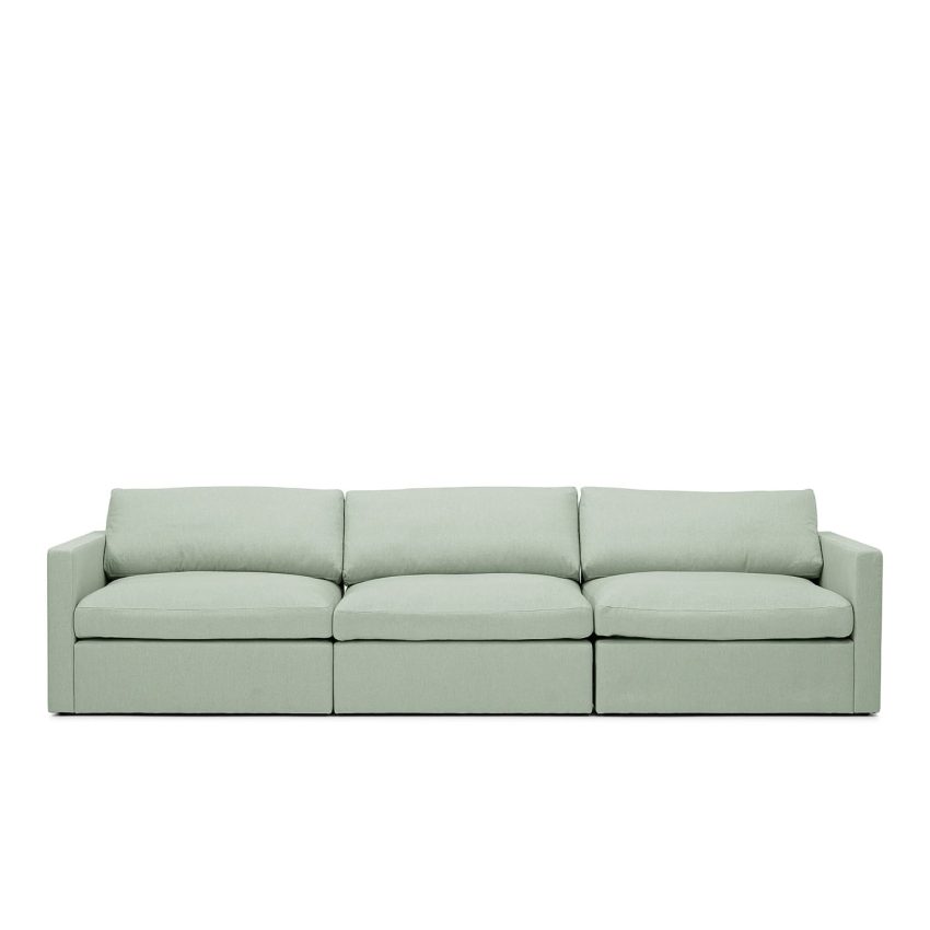 Lucie Grande 3-Seat Sofa Pistage is a modular sofa in green linen from Melimeli