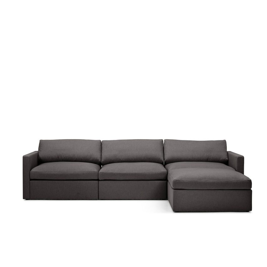 Lucie Grande 3-Seat Sofa (with pouf) Dark Grey is a modular sofa in dark grey linen from Melimeli